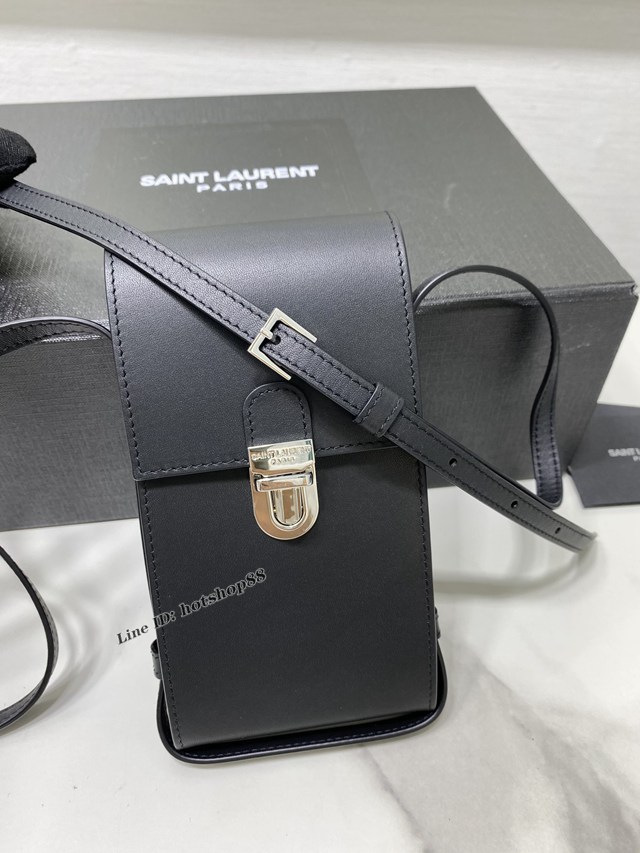 YSL專櫃新款小斜挎手機包 聖羅蘭全牛皮手機包 667718 blys1088
